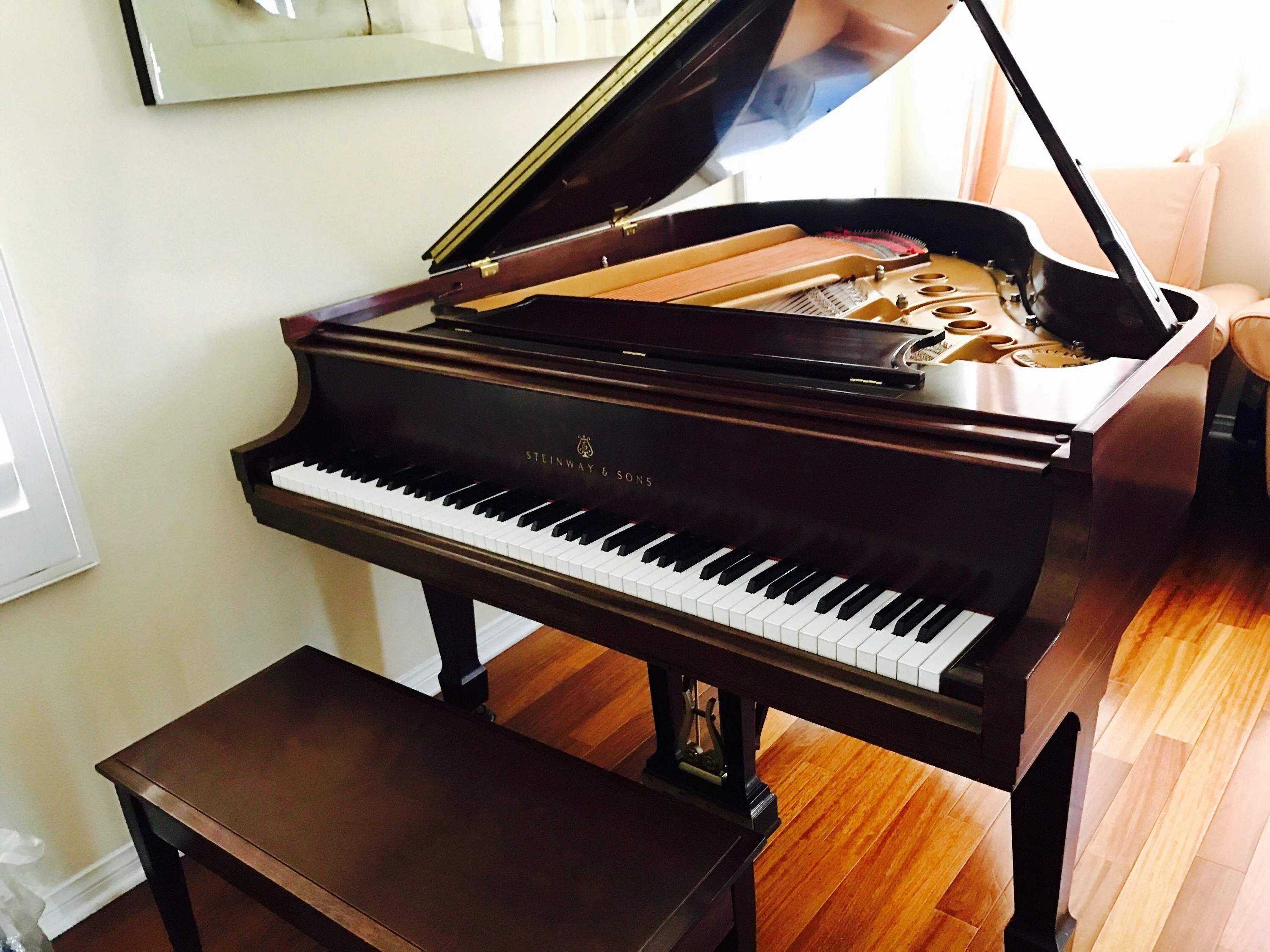Steinway Model S Piano Crown Jewel African Pommele (Irvine, CA) - Image 3
